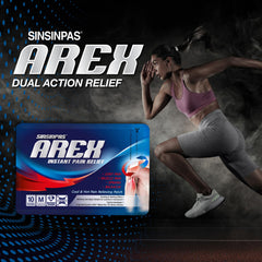SINSINPAS AREX patch on arm demonstrates targeted comfort for localized relief.