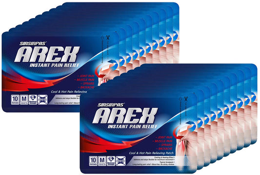 SINSINPAS AREX patch front view; convenient 200-patch supply for daily relief.