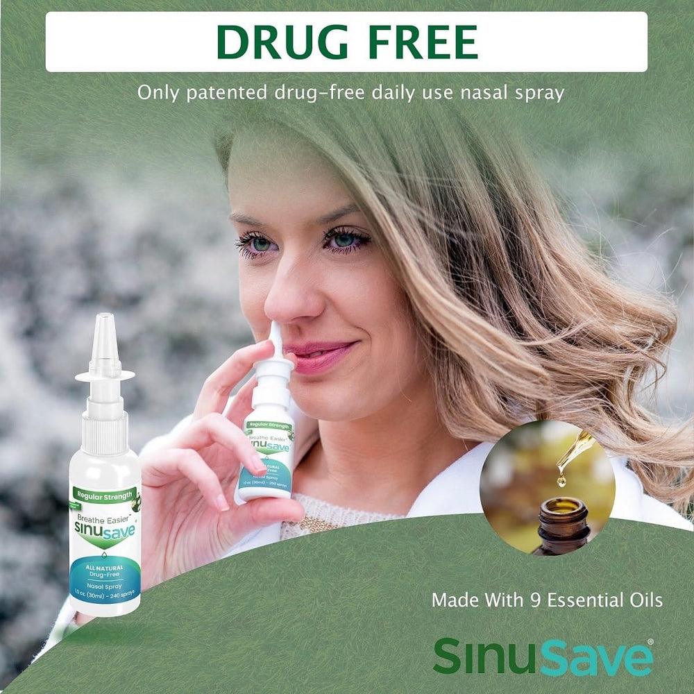 Sinusave Regular Strength packaging shot highlights USA-made formula.