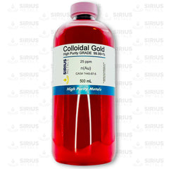 Sirius Metals True Colloidal Gold liquid close-up highlighting ultra-small nanoparticles for experiments