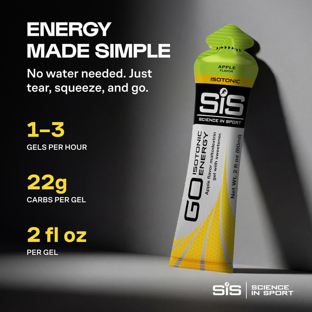 SIS Gel GO Isotónico Manzana, formato compacto para transportar con facilidad.