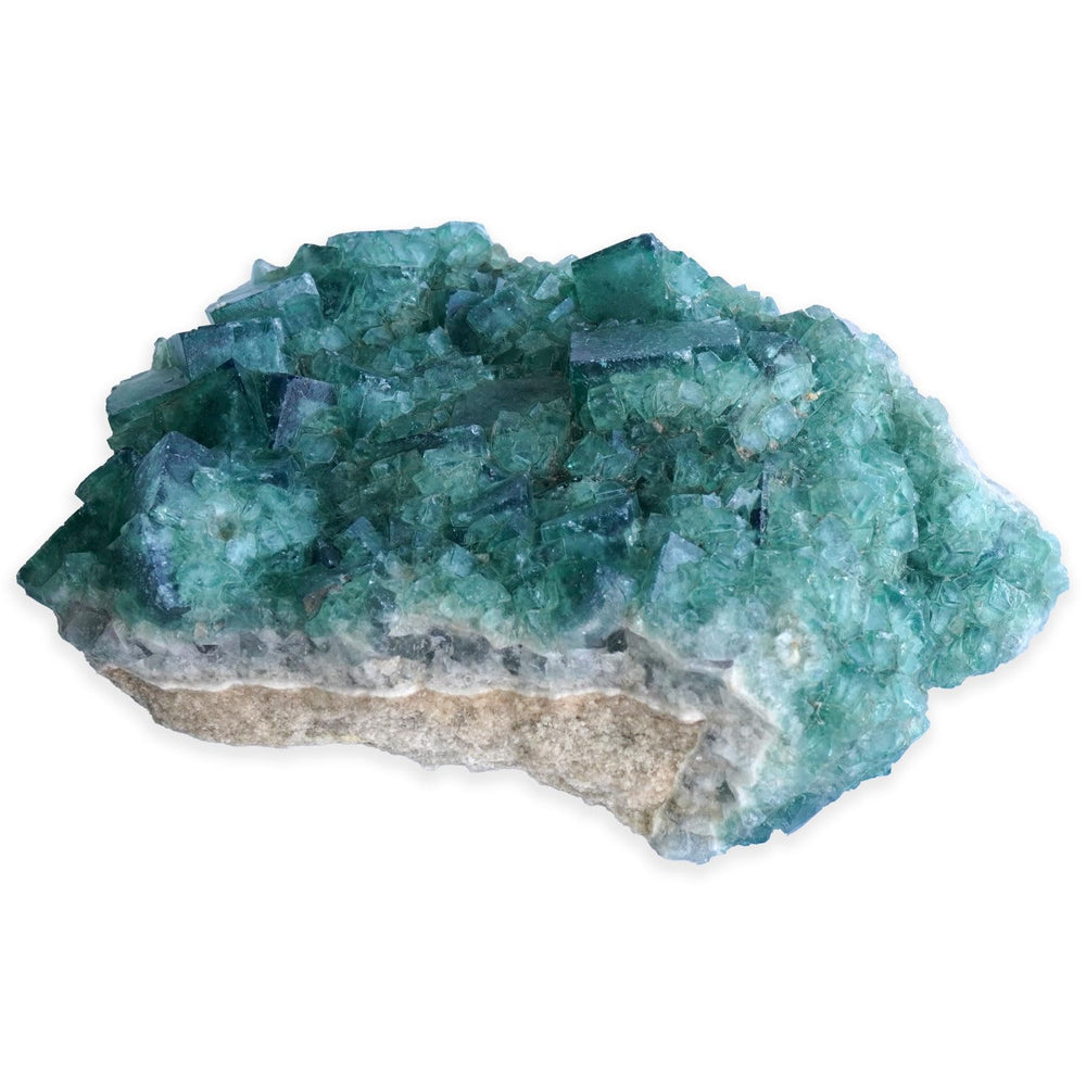 SISAMN green fluorite cluster with druzy quartz for calming energy at home