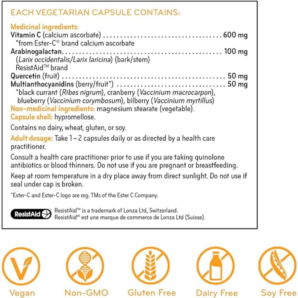 SISU Ester-C Supreme Cp capsules close-up, less acidic formula for sensitive tummies