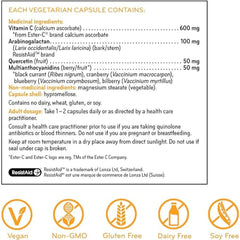 SISU Ester-C Supreme Cp capsules close-up, less acidic formula for sensitive tummies