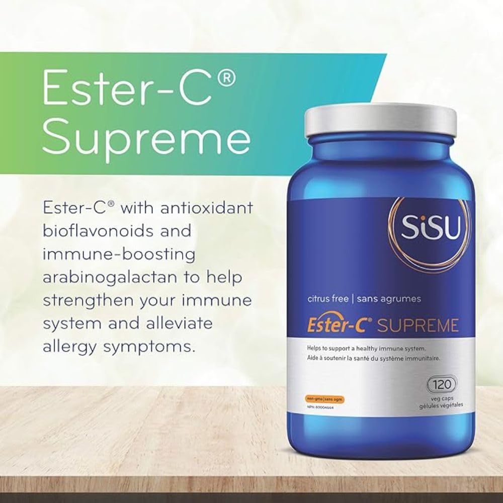 SISU Ester-C Supreme Cp label highlighting bioflavonoids and arabinogalactan