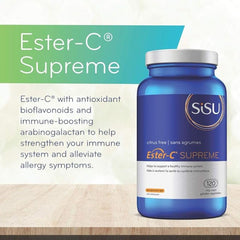 SISU Ester-C Supreme Cp label highlighting bioflavonoids and arabinogalactan