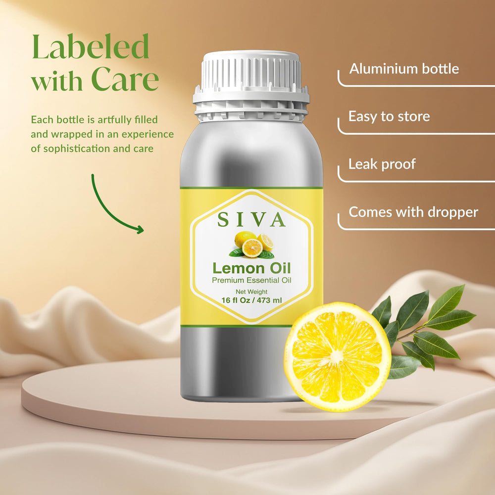 SIVA ORGANICS Lemon Oil supports skin nourishment when mixed with carrier oils.