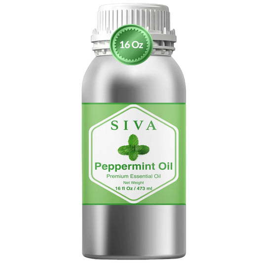 SIVA ORGANICS Peppermint Oil bottle for diffusion and refreshing aromatherapy.