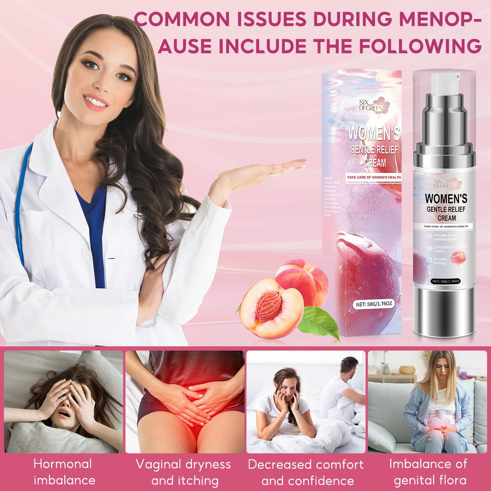 Six Degrees Silky Peach Cream with pump provides controlled, gentle application.