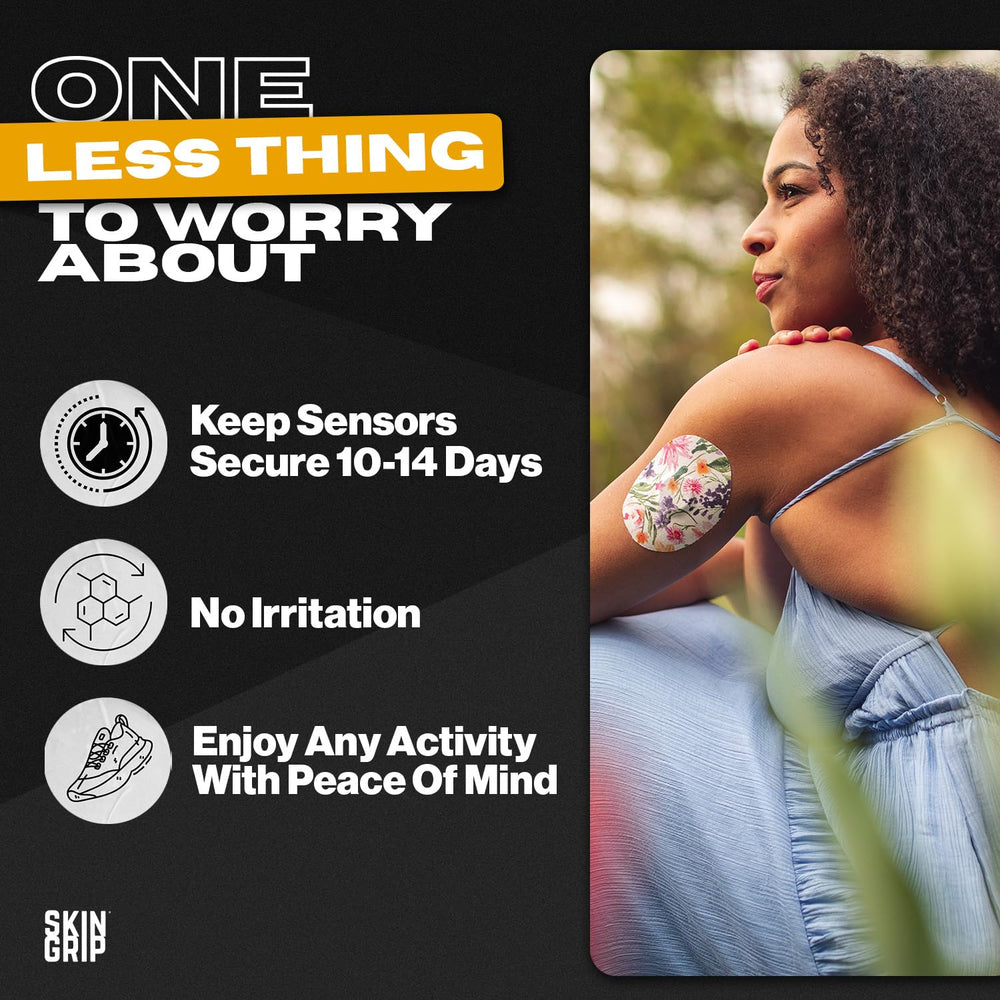 Skin Grip CGM patch florals application steps guide quick, smooth setup