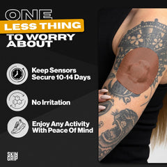 Waterproof Skin Grip CGM Patch in action indicates sweatproof protection during workouts