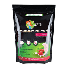 Skinny Jane Skinny Blend tub back showing 30 servings and low carb profile