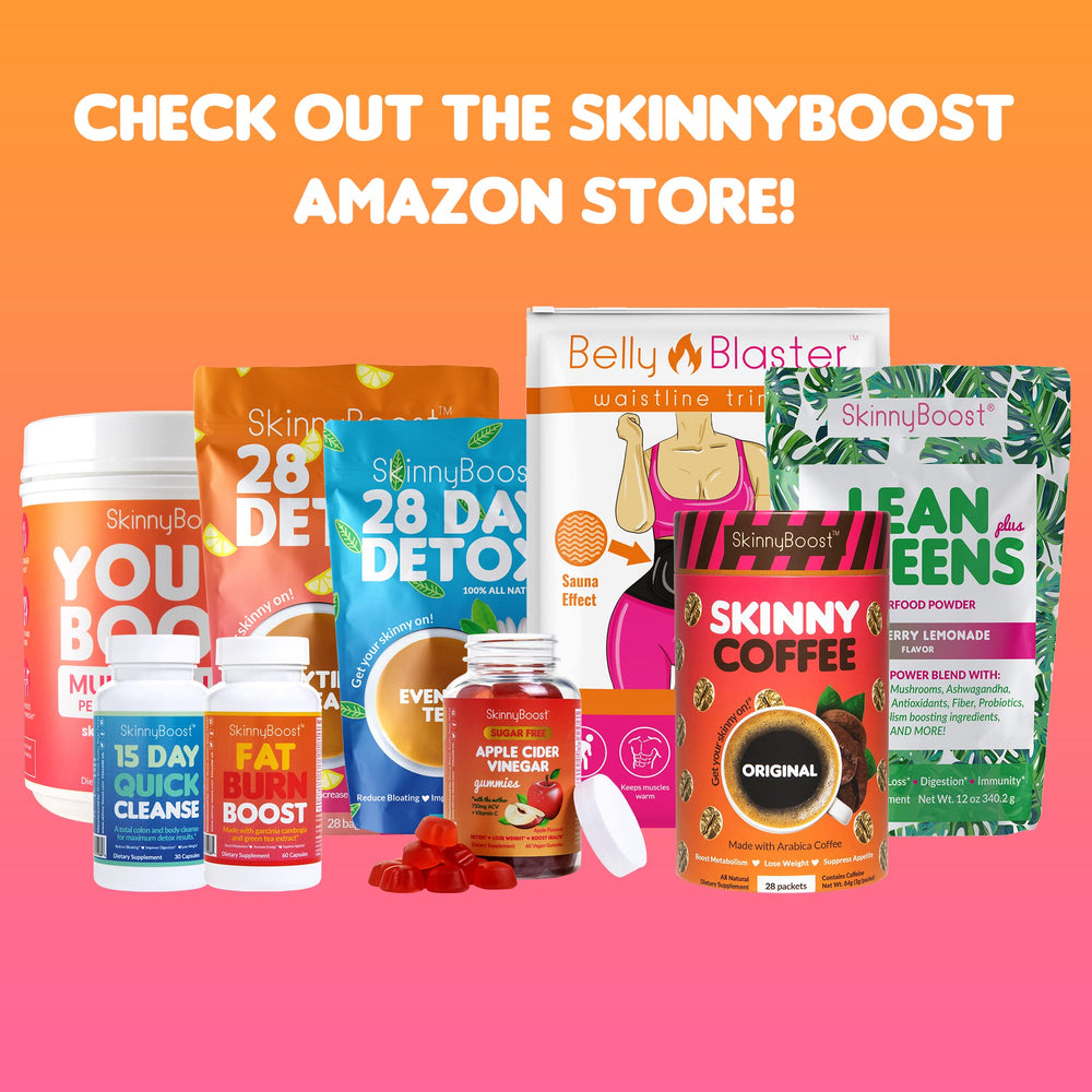 SkinnyBoost detox pack packaging highlights two step cleanse for daily wellness