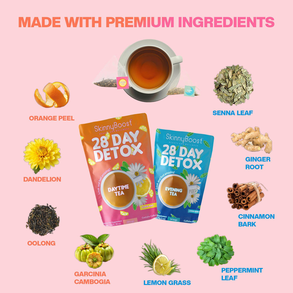 SkinnyBoost Evening Tea bags designed to ease evening digestion.