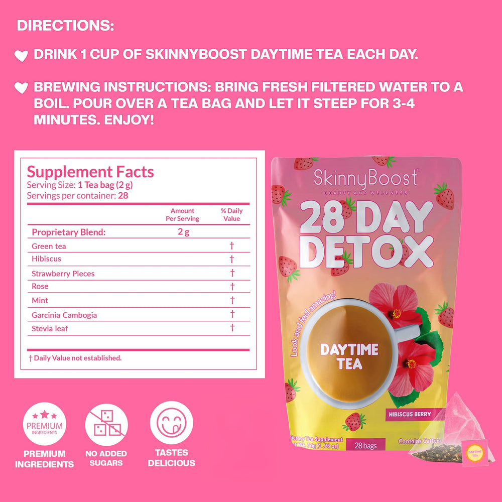 SkinnyBoost Evening Apple Tea sachets with cinnamon aroma.