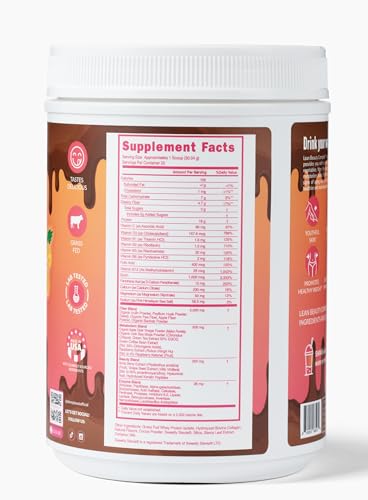 SkinnyBoost Lean Beauty collagen shake chocolate jar front highlighting premium formula
