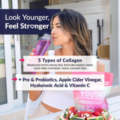 SkinnyFit Super Youth powder in shaker for convenient daily collagen boost