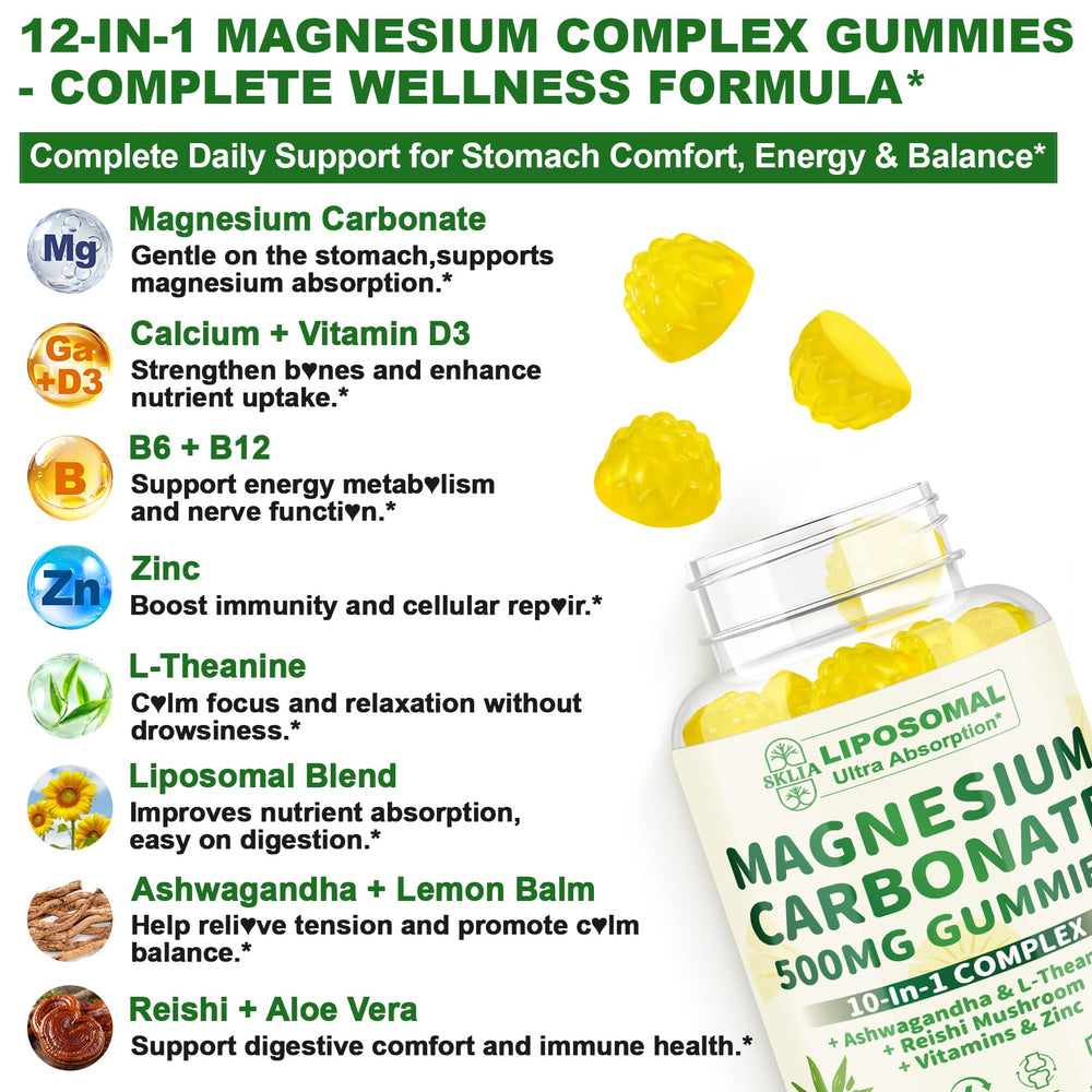 SKLIA ingredients panel focusing on D3, B vitamins, calcium and zinc.