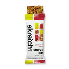 Packaging of Skratch Labs Raspberry Lemon energy bar for travel