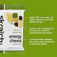 Skratch Labs Energy Chews lemon matcha hero shot signaling clean fueling