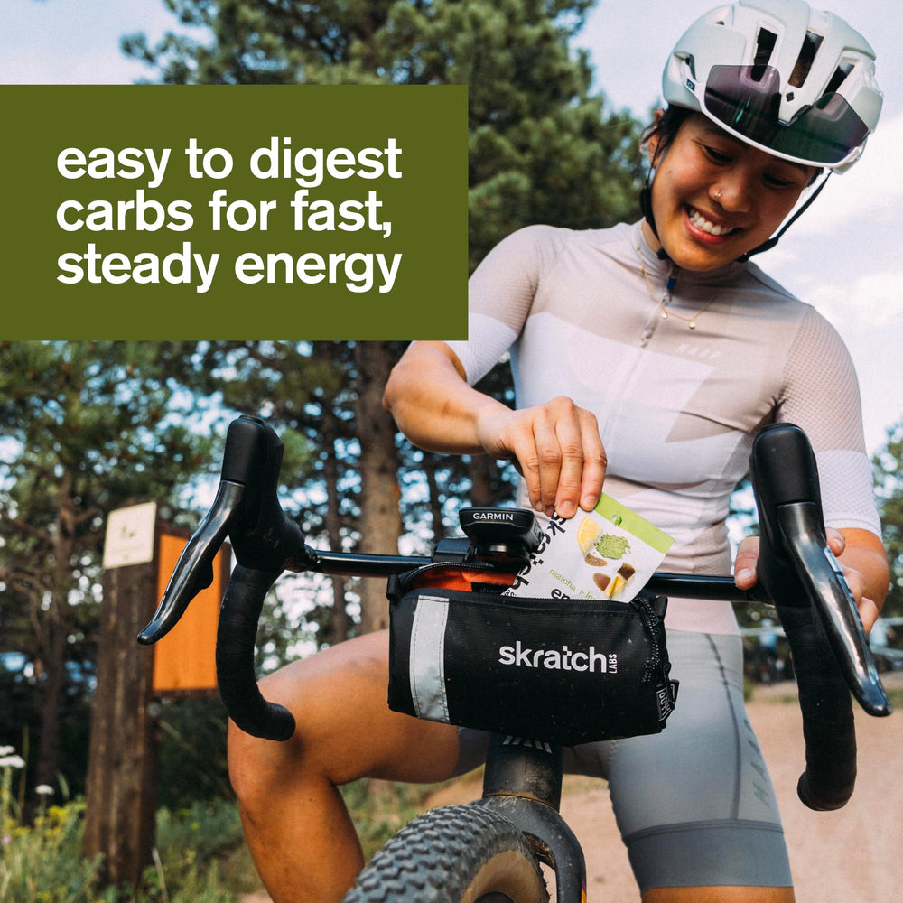 Skratch Labs Energy Chews open bag scene shows mess-free fueling
