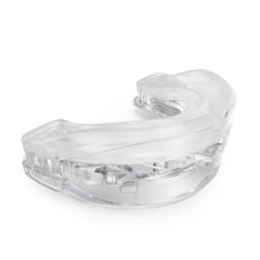 Sleep Silent snore-stopper front view demonstrates compact mouthguard for quieter nights.