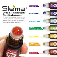 Roll-on applied to temples during meditation for focus and calm by Slema.