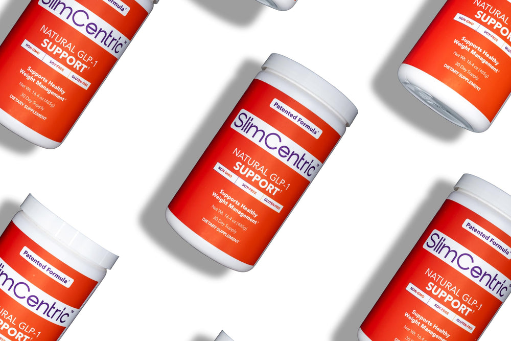 SlimCentric GLP-1 bottle displaying l-arginine ingredient