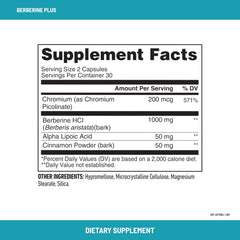 SlimFast Berberine Plus label closeup highlighting chromium and alpha lipoic acid for daily support.