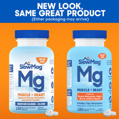 Slow-Mag bottle side label shows magnesium, calcium, chloride.