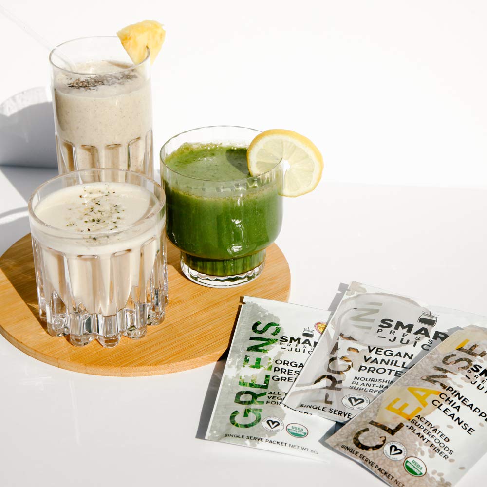 Smart Pressed organic pressed greens highlighting nutrient-dense greens