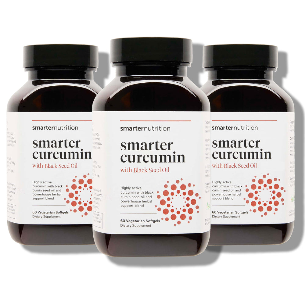 Smarternutrition Curcumin softgels bottle showcases high absorption formula for joint and immune support.