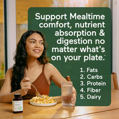 SMARTERNUTRITION Vegan Digestive Enzymes dosing spoon demonstrates easy post-meal usage.