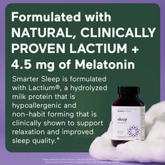 SmarterNutrition Lactium mint melatonin tablet provides calm nights without harsh ingredients.