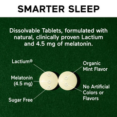 SmarterNutrition Mint flavor melatonin dissolvable tablet with allergen-friendly formula.