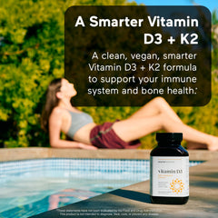 SMARTERNUTRITION vegan D3 K2 softgels closeup highlights easy to swallow capsules