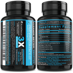 SmarterOmega3 ingredients panel shows no fillers and simple omega-3 blend.