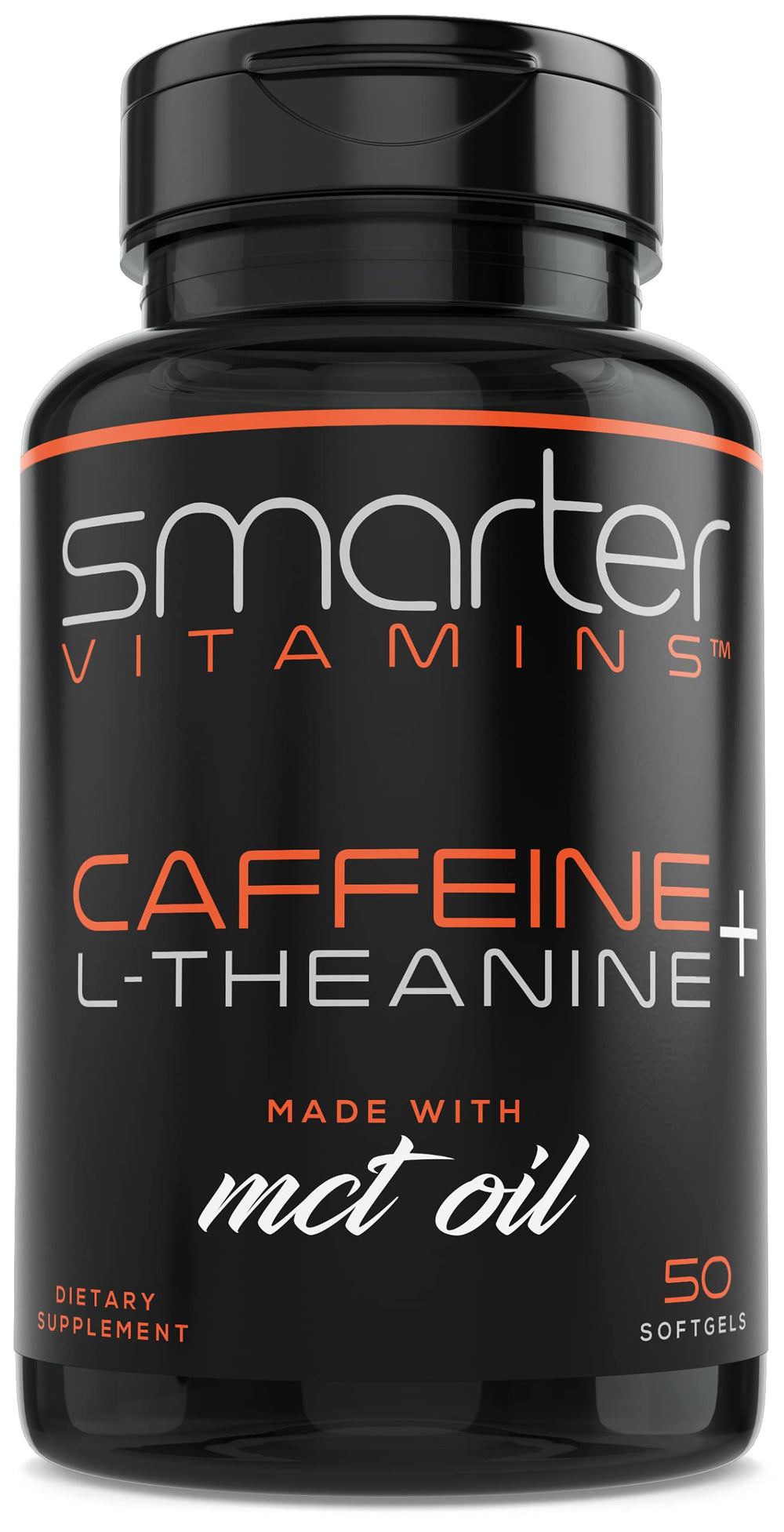SmarterVitamins 200mg caffeine bottle ready for quick energy during work