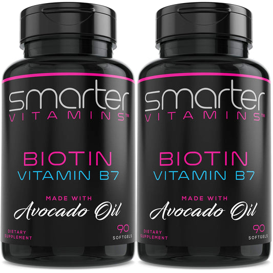 SmarterVitamins Biotin Avocado Oil Softgels 180-count bottle for daily beauty