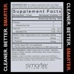 SmarterVitamins caffeine-L-Theanine ratio graphic showing 2:1 balance