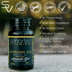 SmarterVitamins D3 bottle pour with softgels for consistent dosing.