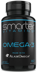 SmarterVitamins Omega-3 bottle front with burpless, berry-softgels for daily comfort