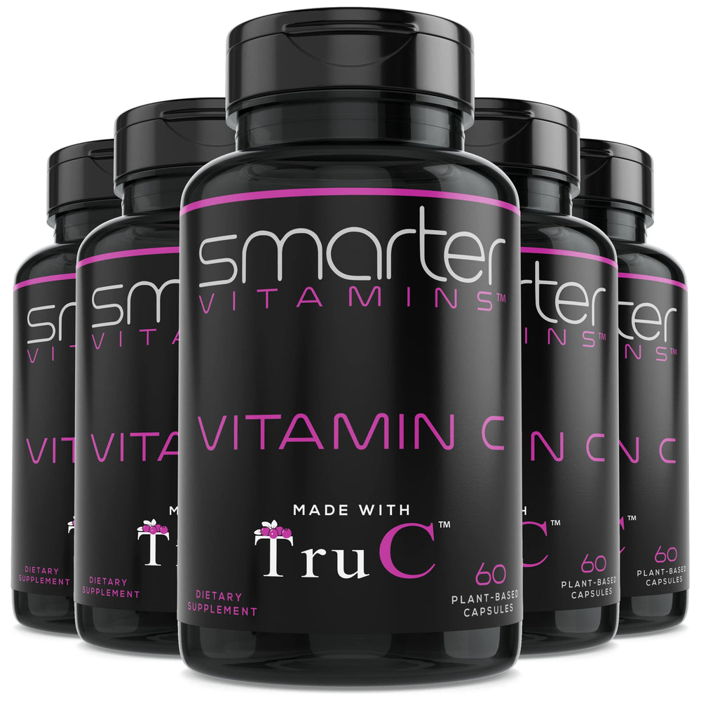 SmarterVitamins RAW Vitamin C bottle with whole-food berry blend for daily wellness.