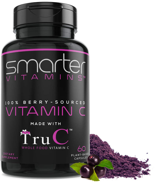 SmarterVitamins Smarter Raw Vitamin C berries bottle: plant-based vitamin C from real berries for daily wellness.