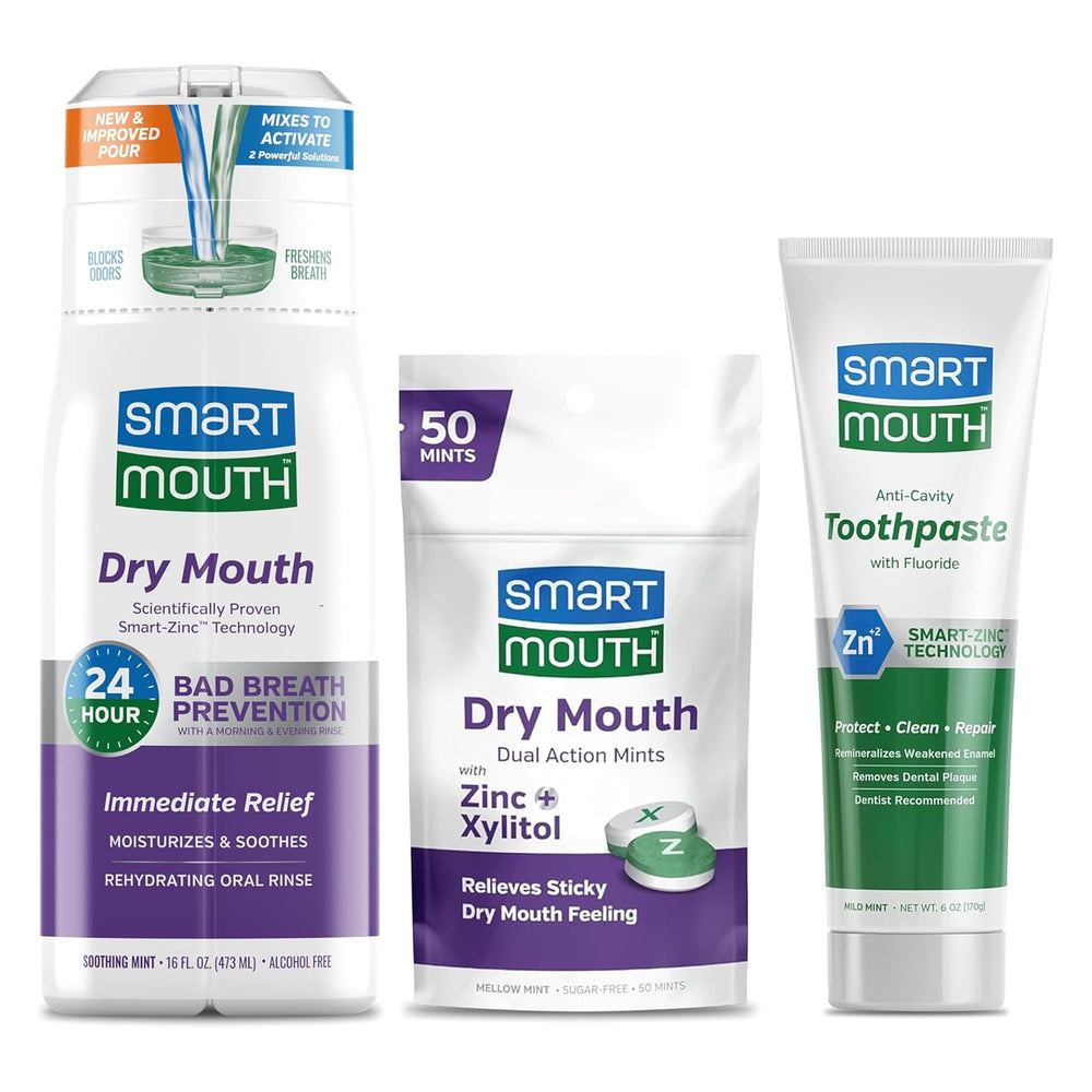 SmartMouth activated mouthwash bottle used to rehydrate dry mouth and refresh breath