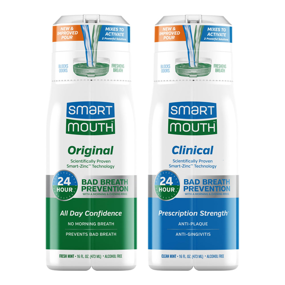 SmartMouth DDS Activated Clinical mouthwash bottle showing mint flavor for lasting fresh breath