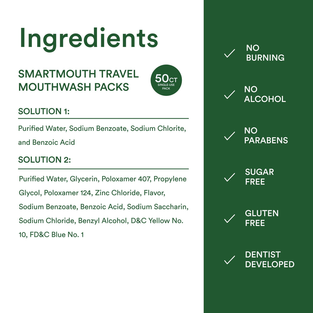 SmartMouth Original zinc-activated mouthwash packets ideal for daily pocket-sized routine.