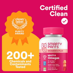 SmartyPants nutrition facts panel highlighting 21 essential nutrients.