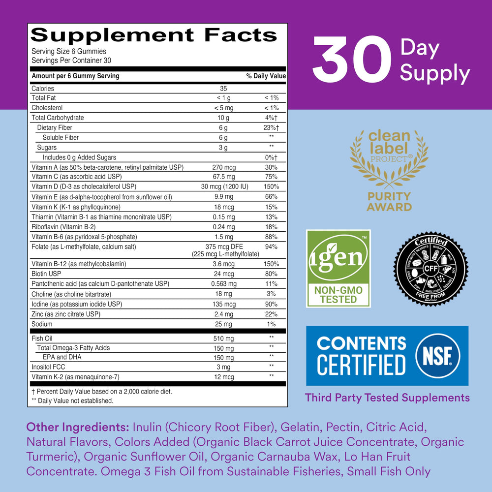 SmartyPants fiber multivitamin gummy texture closeup with chewy look