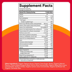 SmartyPants Organic Kids Multivitamin Gummies label closeup highlighting D3 and zinc.
